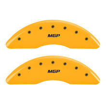 Load image into Gallery viewer, MGP 4 Caliper Covers Engraved Front &amp; Rear MGP Yellow Finish Black Char 2017 Cadillac CT6