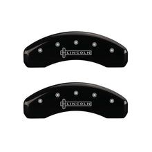 Load image into Gallery viewer, MGP 4 Caliper Covers Engraved Front &amp; Rear Lincoln Black finish silver ch