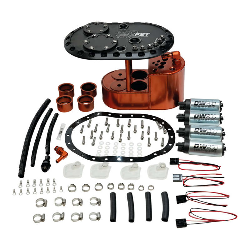 DeatschWerks 2.0L Staged Fuel Cell Surge Tank (Includes 4 DW200 Fuel Pumps)