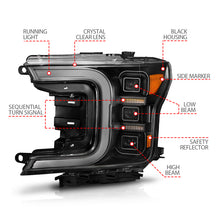 Load image into Gallery viewer, ANZO 18-20 Ford F-150 Full Led Projector Light Bar Headlights Black Amber