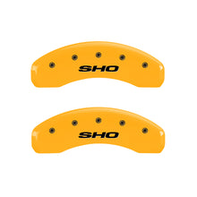 Load image into Gallery viewer, MGP 4 Caliper Covers Engraved Front &amp; Rear SHO Yellow finish black ch