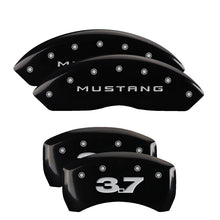 Load image into Gallery viewer, MGP 4 Caliper Covers Engraved Front 2015/Mustang Engraved Rear 2015/GT Yellow finish black ch