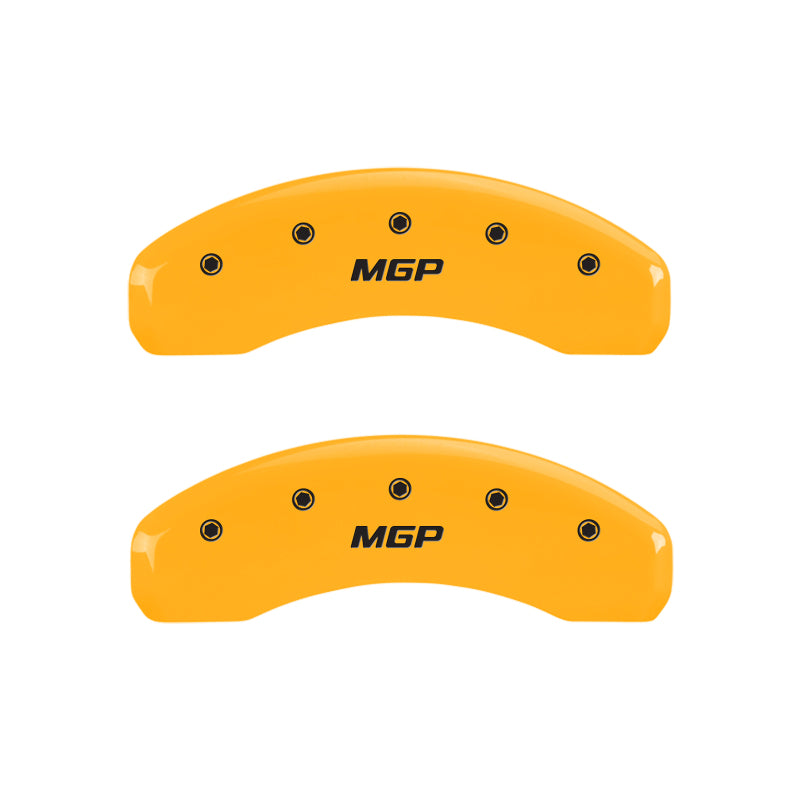 MGP 4 Caliper Covers Engraved Front & Rear MGP Yellow Finish Black Char 2009 GMC Savana 2500