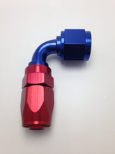 Load image into Gallery viewer, Fragola -6AN Nut x -8AN Hose 90 Degree Expanding Hose End - Blue/Red