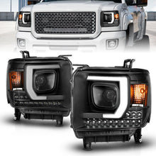 Load image into Gallery viewer, ANZO 2014-2015 GMC Sierra 1500HD Projector Plank Style Headlight Black W/ DRL