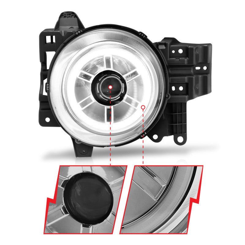 ANZO 2007-2013 Toyota Fj Cruiser Projector Headlights w/ Halo Chrome