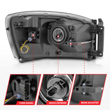 Load image into Gallery viewer, ANZO 06-09 Dodge RAM 1500/2500/3500 Headlights Chrome Housing/Clear Lens (w/Switchback Light Bars)