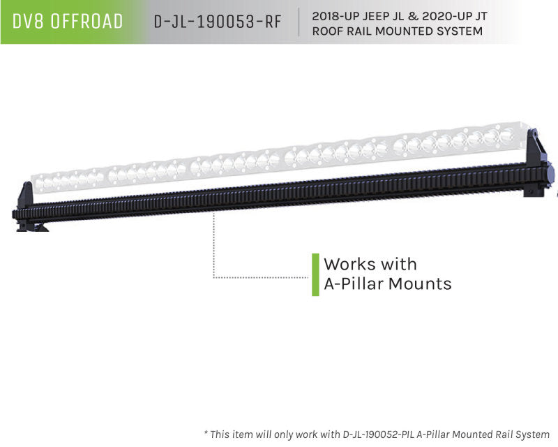 DV8 Offroad 2018+ JL/Gladiator Picatinny Rail Roof Light Mount