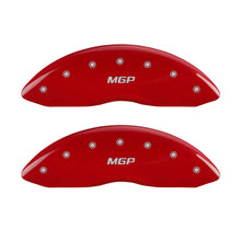 Load image into Gallery viewer, MGP 4 Caliper Covers Engraved Front &amp; Rear GMC Red finish silver ch