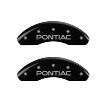 Load image into Gallery viewer, MGP 4 Caliper Covers Engraved Front &amp; Rear Pontiac Black finish silver ch