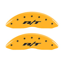 Load image into Gallery viewer, MGP 4 Caliper Covers Engraved Front &amp; Rear RT1-Truck Yellow finish black ch