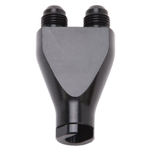 Load image into Gallery viewer, Russell Performance Billet Y-Block Adapter 3/8in SAE Quick Disconnect (2) -6AN Male Flare Black