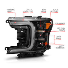 Load image into Gallery viewer, ANZO 18-20 Ford F-150 Full Led Projector Light Bar Headlights Black Amber