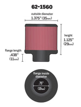 Load image into Gallery viewer, K&amp;N 0.75 inch ID 1.375 inch OD 1.125 inch H Clamp On Crankcase Vent Filter