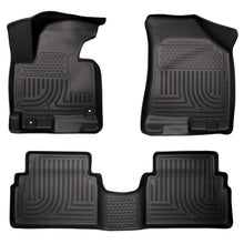 Load image into Gallery viewer, Husky Liners 14 Hyundai Tucson w/Retain Hooks WeatherBeater Combo Front &amp; 2nd Row Black Floor Liners