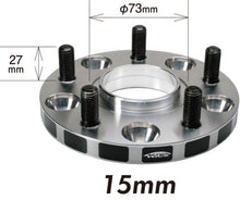 Load image into Gallery viewer, Project Kics 12X1.25 HUB56MM 5x114.3 Wide Tread Spacers - 15MM