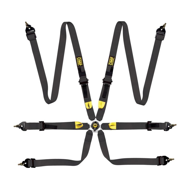 OMP Safety Harness First 2In Black (Fia 8853-2016) Pull Up - Steel Adj