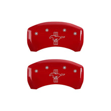 Load image into Gallery viewer, MGP 4 Caliper Covers Engraved Front Mustang Engraved Rear S197/Bar &amp; Pony Red finish silver ch
