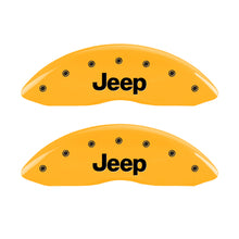 Load image into Gallery viewer, MGP 4 Caliper Covers Engraved Front JEEP Engraved Rear JEEP Grill logo Yellow finish black ch
