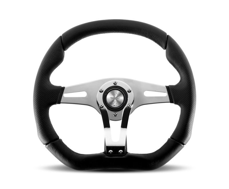 Momo Trek RSteering Wheel - Trek R/350 mm meter - Black AirLeather/Brushed Al Spokes