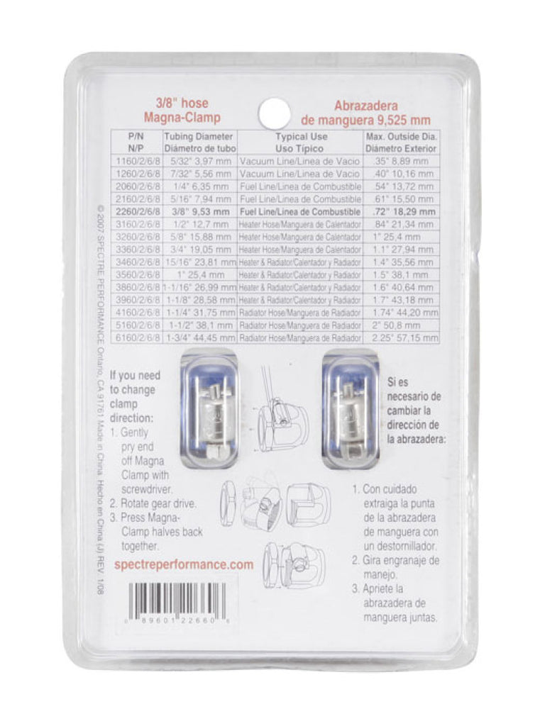 Spectre Magna-Clamp Hose Clamps 3/8in. (2 Pack) - Blue